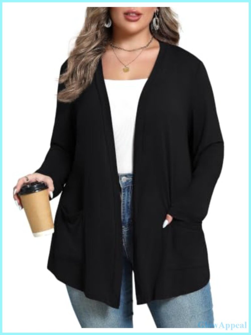 Open Front Cardigan with Pockets Soft Lightweight Duster 1X-5X